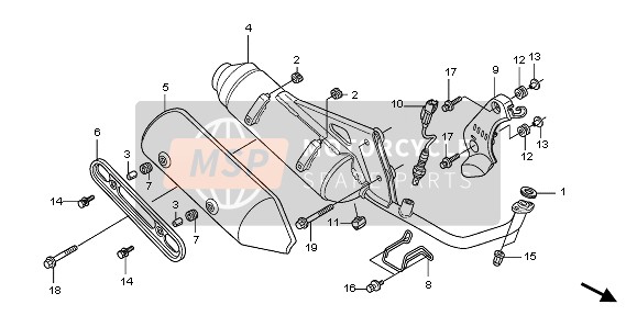 Honda SH150D 2009 Silencieux d'échappement pour un 2009 Honda SH150D